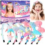 Pourbibi DIY Mermaid Headbands Making Kit for Girls Age 3+ - Girly headband Craft Kit for Kids Toys, Fun Hairbands & Hair Accessories - Birthday Gifts & Presents for Girls Age 3 4 5 6 7 8 Years Old