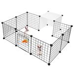 LIVINGbasics Pet Dog Playpen, Small Animal Cage Indoor Portable Metal Wire Yard Fence for Small Animals,14 Panels (14" x 14")