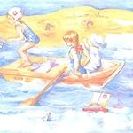 Concord Wallcoverings Wallpaper Border Kids Pattern Children Sea Beach Sailboats Sand for Play Room Kid's Bedroom Nursery Room, Blue Yellow White Red, 6.75 Inches by 15 Feet 329B03974