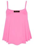 Zarviczonia New Womens Plain Swing Vest Sleeveless Top Strappy Cami Ladies Plus Size Flared Baby Pink