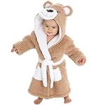 Baby Boys Girls Unisex Babies Animal Robe Fluffy Snuggle Fleece Hooded Dressing Gown Teddy Bear 6-12 Months