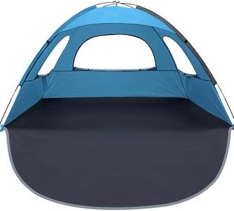 WhiteFang Beach Tent Anti-UV Portable Sun Shade Shelter for 6 Person, Extendable Floor with 3 Ventilating Mesh Windows Plus Carrying Bag, Stakes and Guy Lines (Blue)