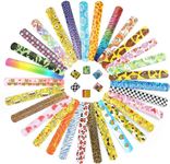 ASPIRE UK Slap Bands - 30 x Slap Bracelets - Wrist Bracelets Assorted Wristband Gift - Party Bag Fillers for kids with Unique Design Birthday Party Favours Pack - Snap Bands Kids Party Supplies