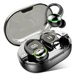 Wireless Earbuds, Bluetooth 5.3 Headphones Sports Hifi Stereo, Wireless Earphones 48H Playtime LED Display with Charging Case, IP7 Waterproof In-Ear Earphones with Earhooks, Headset for Sport Workout