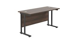 Office Hippo Heavy Duty Rectangular Cantilever Office Desk, Home Office Desk, Office Table, Integrated Cable Ports, PC Desk For Office or Home, 5 Yr Wty - Black Frame/Dark Walnut Top, 120cm x 60cm