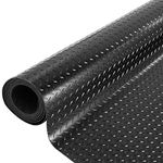 GOOFCXO 3MM Rubber Garage Flooring Mats 3.3 x 16.4 FT Heavy Duty Diamond Flooring Roll Plate Garage Mat Non-Slip Floor Protector Mat for Garage Warehouse Gym Basement Under Car Trailer (Black)