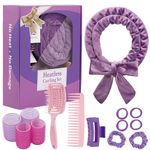 Heatless Curls Headband, Hair Rollers for Heatless Curls, 70" Velvet Heatless Curlers for Women Girls Overnight Curls, No Heat Hair Curlers to Sleep In - Purple