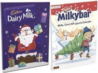 Christmas Chocolate Advent Calendar - 24 Days Countdown to Christmas Milk & White Chocolate Advent Calendars 2024 Cadbury Dairy Milk 90g & Milkybar 85g with Card. Xmas Gift for Kids Stocking Fillers