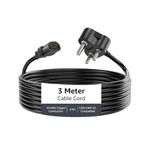 Aster Power Cord Reliable Replacement Power Cable with India Plug IEC Computer Mains Power Cable Cord for Desktop, Monitor, TV, UPS, Projector, SMPS and Printer, Power Supply… (3 Meter)