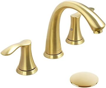 Lava Odoro Valenvoir Gold Bathroom Faucet for Sink 3 Hole, Brushed Gold 8 inch Widespread Bathroom Faucet 2 Handle Bathroom Sink Faucet for Vanity with Drain Assembly Supply line, BF405-SG