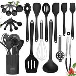 Home Hero Silicone Kitchen Utensils Set - Cooking Utensils Set - Silicone Cooking Utensils Set - Silicone Utensil Set - Silicone Utensils For Cooking Kitchen Utensil Set (22 Pcs - Black)