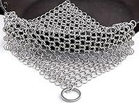 Candure Cast Iron Cleaner Stainless Steel Scourer 7x7 Inch Chainmail Scrubber for All Types of Skillet Griddles, Cast Iron Pans, Grills & Dutch Ovens