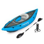 Bestway | Hydro-Force Cove Champion X1 Kayak| Inflatable Boat Set With Hand Pump, Paddles, Seats, Fins and Storage Bag | One Seater