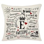 Bacmaxom Inspirational Quote Always Remember Cushion Cover with A-Z Initial Letters Inspirational Gift for Women Men Girls Boys Family Friends Colleagues Cheer Up Positive Graduation Birthday (E)