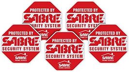 SABRE Security Signs - Home Security Decals - 5 Bright Red, Stop Sign Shaped Security Stickers