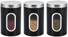 Royal Cuisine 3pcs Stackable Tea Coffee Sugar Canisters Set Glass Airtight Tea Sugar and Coffee Containers Set Sugar Tea Coffee Set Tea and Coffee Jar