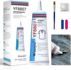 Wuerjiu Fabric Glue Permanent 60g, Waterproof Washable Fabric Glue for Clothing, Canvas, Leather, Polyester & Denim. Ideal for Clothing Repair, DIY Crafts, Fabric Patches & Plush Accessories.