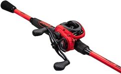 Lew's MACH Smash Baitcast Reel and Fishing Rod Combo, IM6 Graphite Blank Fishing Rod, Split Grip Winn Dri-Tac Handle, Fluorescent Red