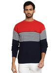 eWools Men's Winterwear Woolen Striped Cardigans Sweaters (Navy, X-Large)