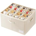 HBlife Shoe Organizer for Closet Large Foldable Shoe Storage Box Bin Containers with Clear Cover and Adjustable Dividers,Stackable Space Saving Shoes Holder, Fits 16 Pairs(Beige)