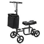 Steerable Knee Scooter with Rear Wheel Brake, Foldable Steerable Knee Walker with Canvas Bag, Adjustable Leg Scooter for Broken Foot, Ankle Injury, Surgery Black