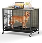 2024 New Dog Crate Furniture, 32.5" Medium-Sized Dog Crate with Dual Access, Interior Style Boost, Seamless Cleaning, Robust & Mobile Design for The Modern Pet, Rustic Gray