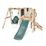 Plum Play Kids Outdoor Junior Activity Centre Swing and Slide Garden Multiplay Set for Climbing - Chalkboard, 4ft Slide, Baby Swing Seat - Children Toddlers 12 Months Plus
