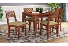 RK DECK INCREDIBLY DECOROUS Solid Sheesham Wood Dining Room Sets || Wooden Dining Table With Chairs|| Dining Table Set For Home Living Room Furniture (Cnc-Style-01, 4 Seater)