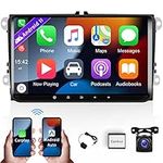 [2+32GB] 9 Inch Android 11 Car Stereo with Wireless CarPlay Android Auto for Volkswagen Jetta Tiguan Golf Passat Seat Skoda Car Radio with Backup Camera GPS Navigation WiFi Bluetooth TF Card/USB Input