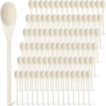 Maxcheck 100 Pcs Wooden Spoons Oval 10 x 1.57 Inch Wooden Cooking Spoons Wooden Serving Spoon Sauce Soup Stirring Ladle for Kitchen Cooking Baking Stirring Eating Tasting Dessert Cookware