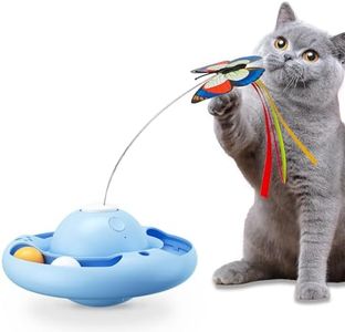 Gmiigu giochi per gatti, giochi gatto interattivi elettrico, gatto giocattolo con 2 farfalle e 2 palline, gioco gatto 3-velocità automatico per gatti, gattini in casa, blu (senza batteria)