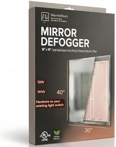 WarmlyYours Heated Mirror Defogger Rectangular 30x40 in. Self-Adhesive Anti Fog and Steam Electric Pad for Existing Bathroom Wall Mirrors