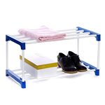 Dhani Creations Adjustable 2-Tier Shoe Rack Organizer with Wheels | Multipurpose Storage, Easy to Assemble | Space Saving Portable Stand for Home, Office, Indoor & Outdoor Use