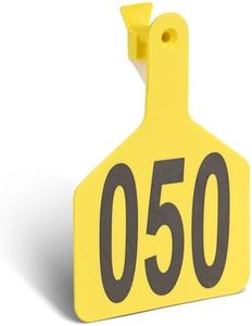 Cattle Ear Tags with 001-050 Numbers Large 1-Piece Z Livestock Ear Tags for Cow Goat Sheep Pig Calves Dog,Animal ID Identification Tag 4.4"x 3",Yellow