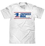 Tee Luv USPS Express Mail Shirt - United States Postal Service Logo T-Shirt (White) (L)