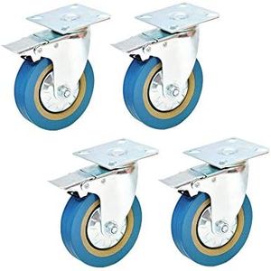 Youngine 4 Pack Caster Wheels Heavy Duty Swivel Casters with Brakes, Dual Locking wheels Replacement for Industrial Trailer, Home Furniture, Office Table Cabinet (3 Inch Plate)