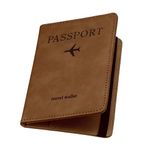 ILIYAH Passport Holder PU Leather RFID Blocking Passport Cover Travel Wallet Case with Card Slot & Elastic Strap Passport Covers（Brown）