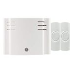 GE Wireless Doorbell Kit, 8 Melodies, 2 Push Buttons, 4 Volume Levels, 150 Ft. Range, Mountable, White, Battery-Operated Receiver, 19297