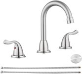 RKF Bathroom Faucets for Sink 3 Hole Brushed Nickel 8 inch Widespread Bathroom Sink Faucet with Drain Double Lever Handle Faucet Bathroom Vanity Faucet Basin Mixer Tap Faucet with Hose&Deck RKF03011