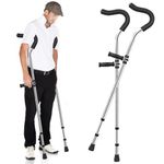 Lefeke Crutches for Adults, Ergonomic Underarm Crutches, Detachable Portable Crutch with Spring Buffer, Adjustable Handle Crutches for Walking, Supports up to 250 lbs (1 Pair)