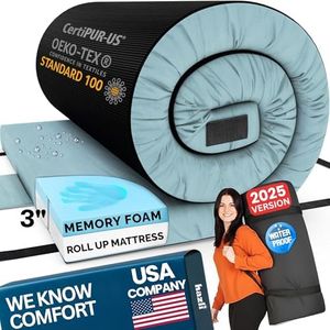 Matrix Cell Memory Foam Camping Mattress Pad, Roll Up Floor Mattress for Adults, Bed Roll, Camp Sleeping Mat Pad, Cot Mattress Pad, Car Portable Rollaway Bed, Foldable Guest Bed