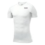 TCA Men's HyperFusion Compression Base Layer Top Short Sleeve Under Shirt - White, XL