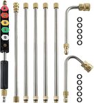 M-Aimee Upgraded Pressure Washer Extension Wand Set, 10 ft Replacement Lance with 6 Spray Nozzle Tips, 45°,90° Curved Rod, 1/4''Quick Connect, 10 Replaceable Anti-Leaked Ring