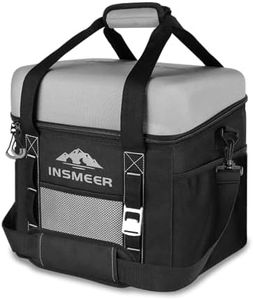 INSMEER Collapsible Cooler Bag, Soft Sided, 36L Capacity, Hard Lid, Insulated, with Shoulder Strap