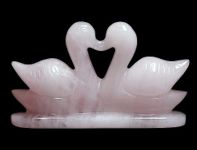 SS Murti Natural Pink Rose Quartz Pair Swans for Love & Relationship Handcrafted Love Birds Duck Male Female Gift 200-250 Grams Approx 7 Cms Height Approx (Rose Quartz Swan Pair)