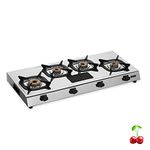 RICH FLAME Gas Stove 4 Burners | 2 Years Warranty, ISI Certified | Gas Stove, 4 Burner Gas Stove, Diwali Gifts, Stove 4 Burners, Gas Chulha, LPG & PNG Compatible (Stainless Steel - Quardo' Silicon)