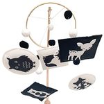 Vlokup Montessori Mobile, Black and White Woodland Baby Crib Mobile, Neutral Nursery Mobile Decoration for Pack N Play, for Baby Boy & Girl