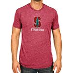 Campus Colors NCAA Adult MVP Heathered Logo Tshirt (Stanford Cardinal - Cardinal, Large)