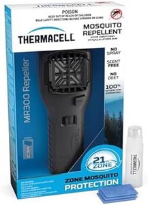Thermacell MR300 Portable Mosquito Repeller, Scent & DEET-Free, 21m² Protection Zone, Includes 1 Repeller Device + 12-Hour Fuel Cartridge + 3 Mats, Black