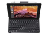 Logitech Slim Folio iPad Case with Wireless Bluetooth Keyboard, iPad 5th & 6th Generation (Models: A1893, A1954, A1822, A1823), 14 iOS Shortcut Keys, 4 Year Battery Life, QWERTY UK Layout - Black